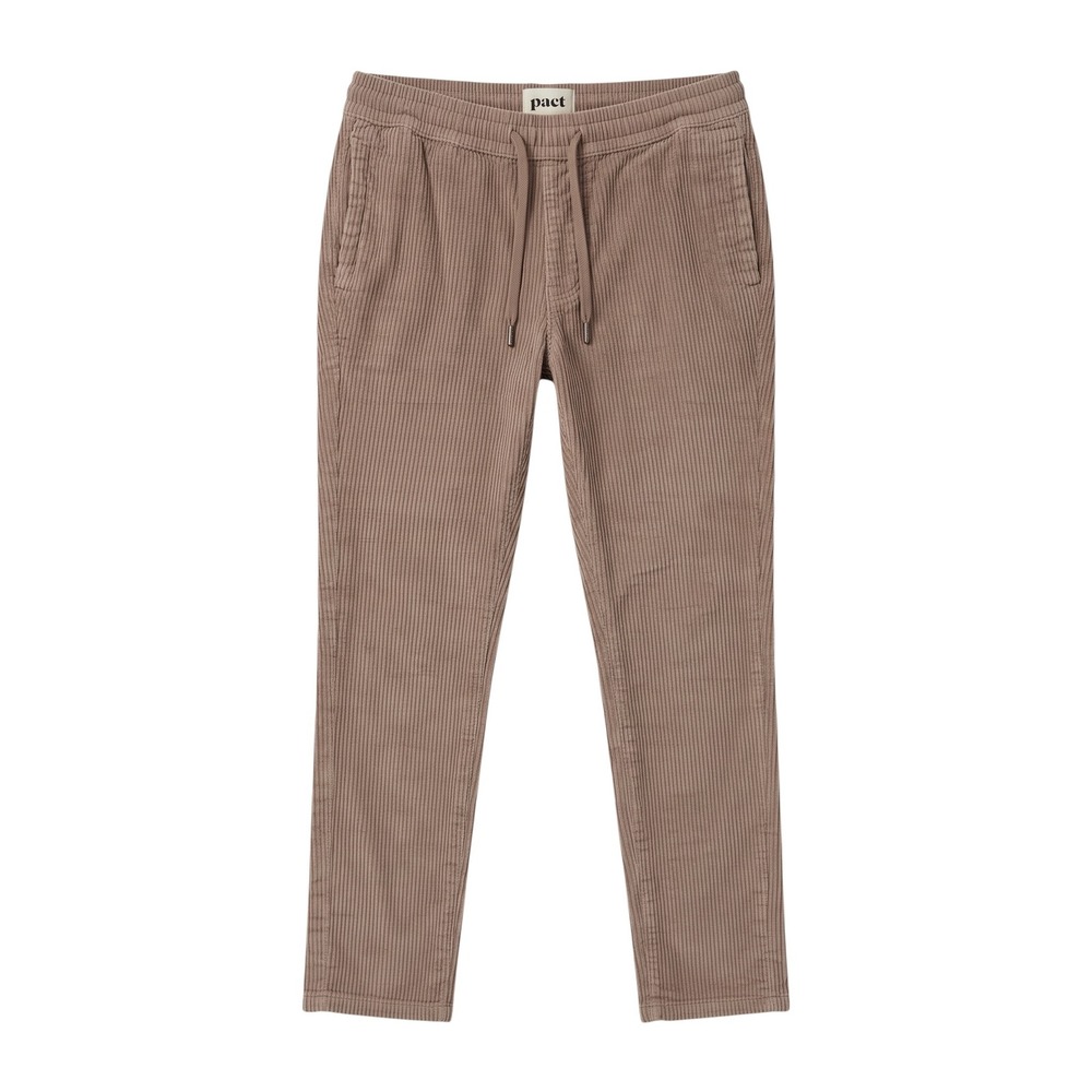 Pact Organic Cotton Corduroy Drawstring Pants Tan Brown Straight Leg Women Small